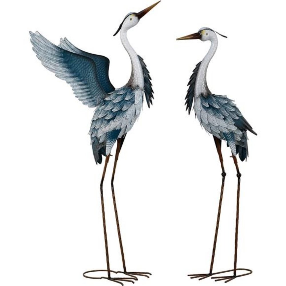 Garden Decor Blue Heron Yard Art Decor Large Metal Cranes Statues Decoy